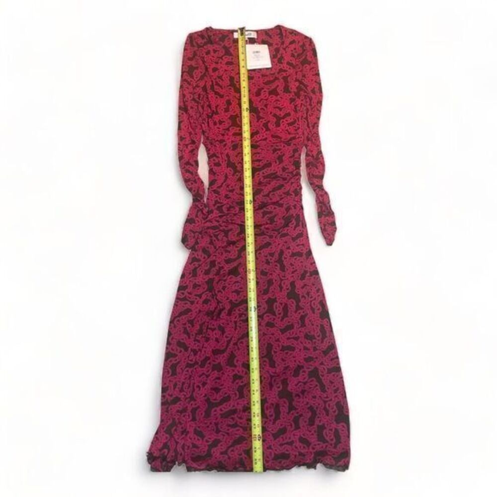 Diane Von Furstenberg Edyna Dress Midi Crawling Chain‎ Small Beet Pink Large - Picture 9 of 12